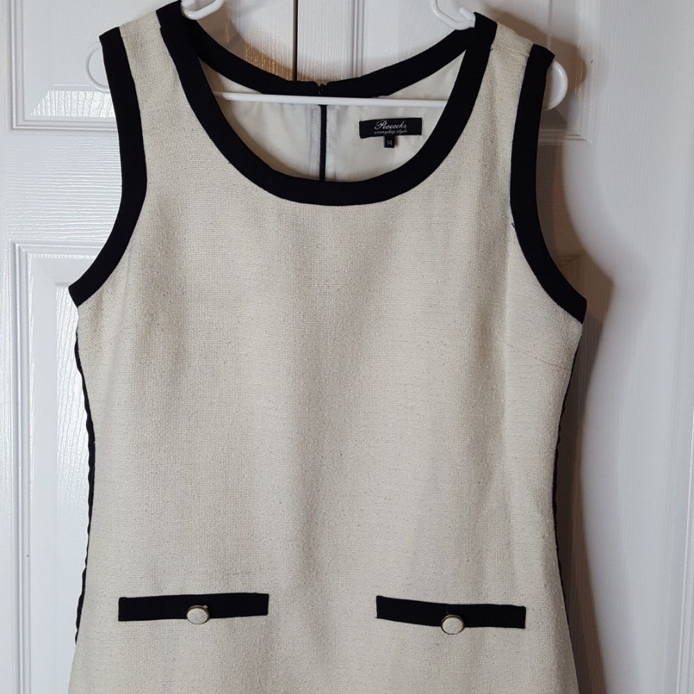 Peacocks cream and black sheath dress | 14